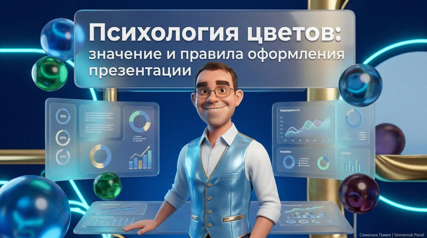 3D-персонаж эксперт в голубом жилете на фоне аналитических графиков и элементов глассморфизма