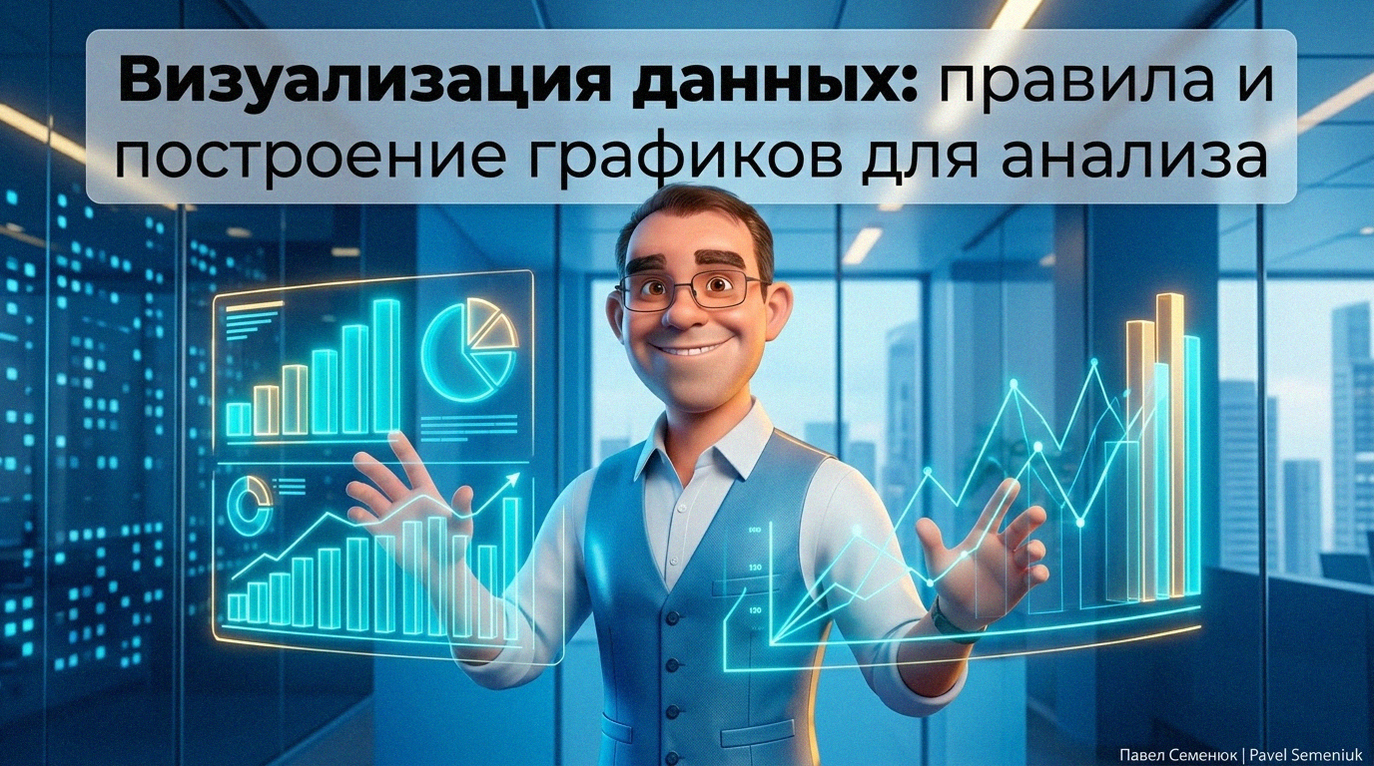 Специалист по аналитике представляет футуристический цифровой дашборд с неоновыми графиками и диаграммами