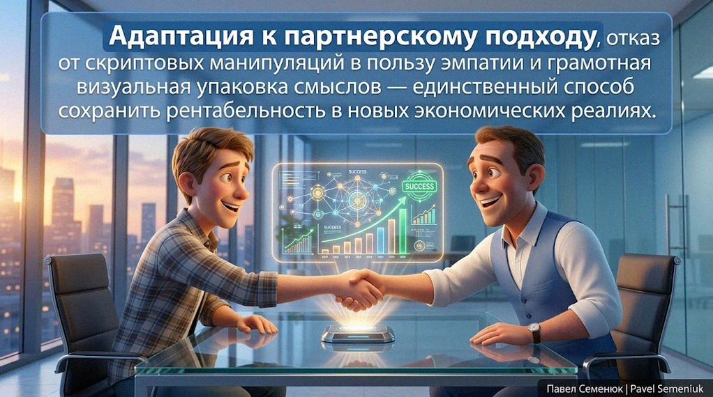 Презентации на заказДва улыбающихся бизнесмена пожимают руки за столом в офисе, на котором светится 3D-голограмма успешного проекта.
