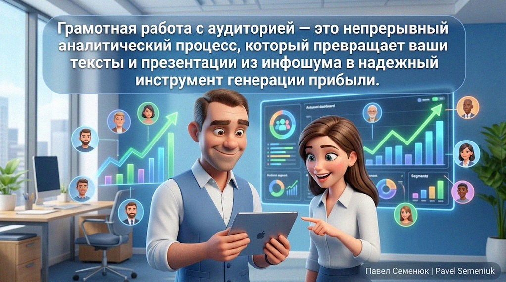Презентации на заказПерсонажи в стиле Pixar обсуждают аналитические графики на цифровом дашборде