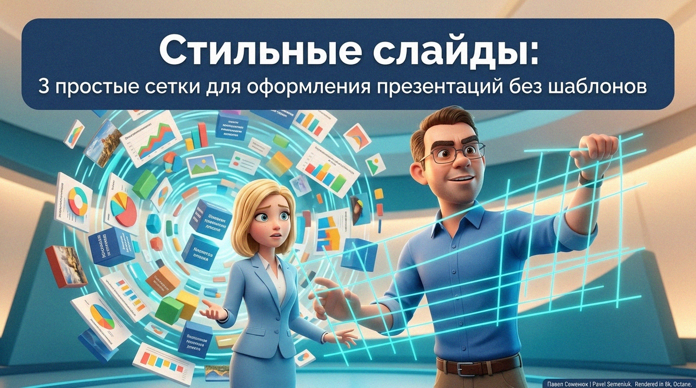 Стильные слайды: 3 простые сетки для оформления презентаций без шаблонов